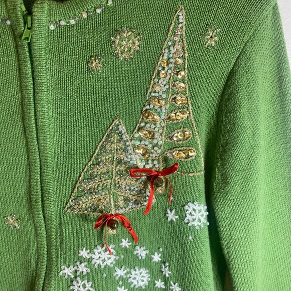 Vintage 90s Christmas Sweater Cardigan Carly St Claire S Embellished Embroidered - Picture 7 of 12